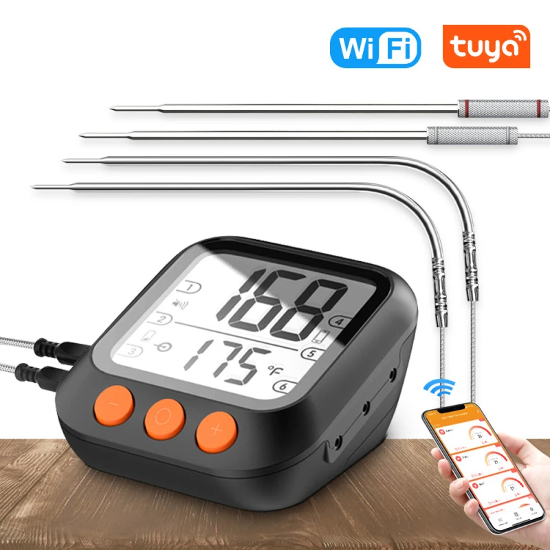 

Tuya Bluetooth-compatible Smart BBQ Barbecue Grill Meat Thermometer Smart Life APP Control Probe Type Water Temperature Measure