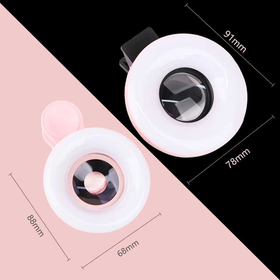 15배 줌 폰 매크로 렌즈 LED 조명 포함 2 in 1 HD 클립형 휴대용 모바일 카메라 렌즈 (사진 촬영용)