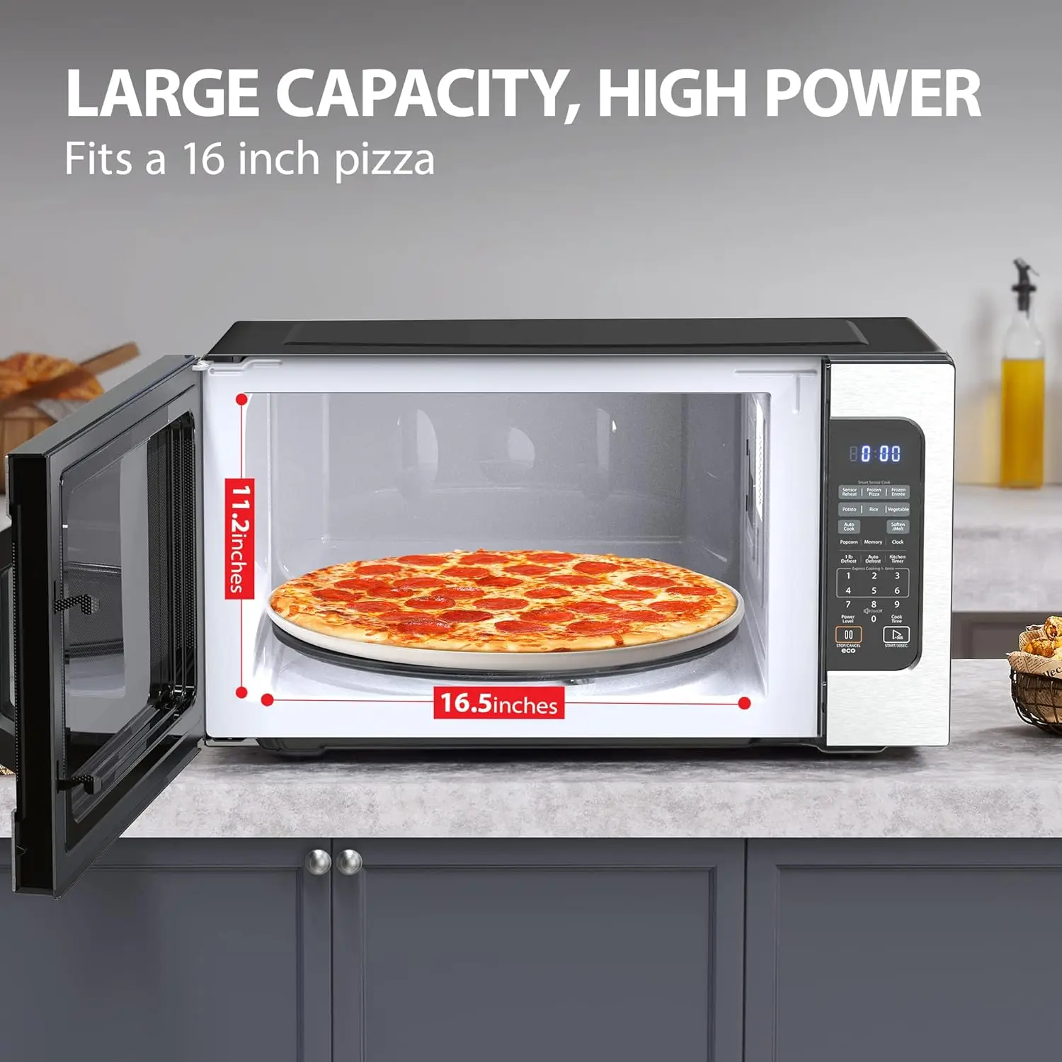 ML-EM62P(SS) Large Countertop Microwave with Smart Sensor 6 Menus Auto Defrost ECO Mode Mute Option & 16.5" Position Memory 2