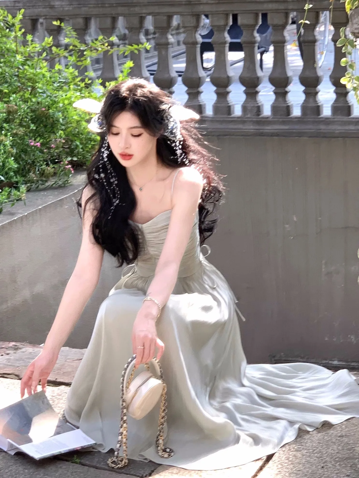 Elegant Shiny Midi Dresses for Women Evening Party Dress Prom Robe Vintage Solid Summer New A-line Spaghetti Strap Vestido Mujer