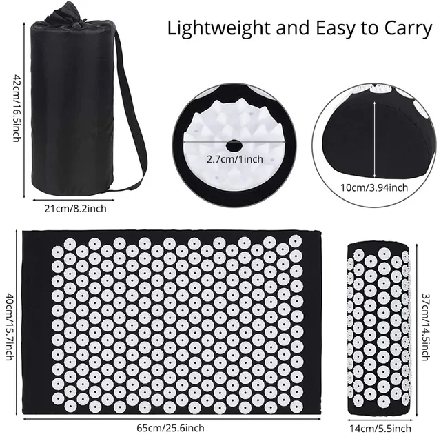 Acupressure Mat Sensi Massage Mat Pillow Set  applicator for Neck Foot Yoga Mat with Needle Back Cushion 4