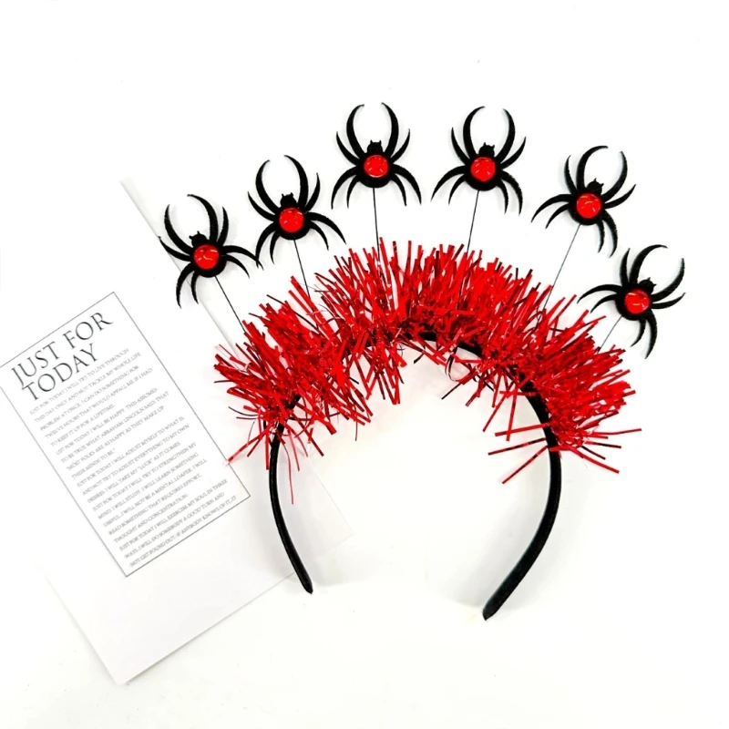 

Students Taking Photo Hairband Spiders Shape Hair Hoop for Halloween Party