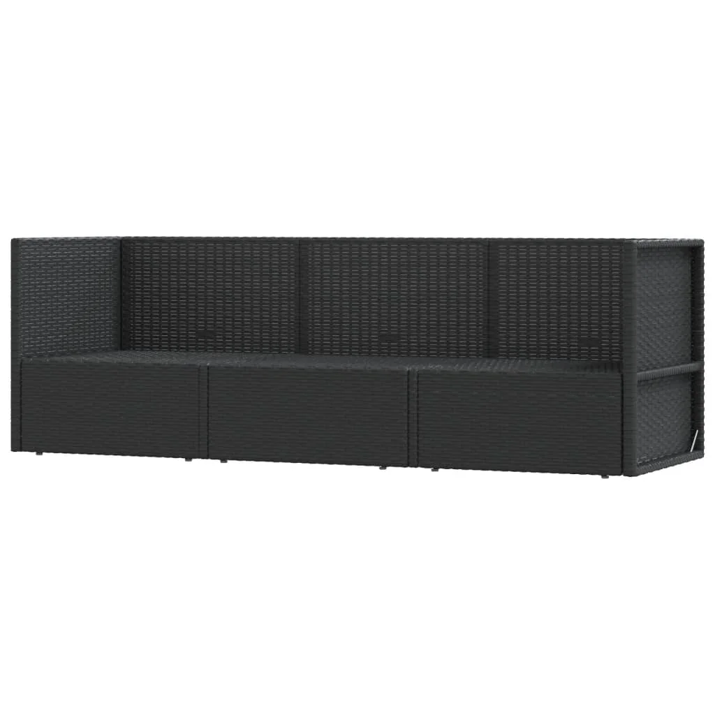 3Pcs Patio Lounge Set Poly Rattan Outdoor Garden Movable Decor with Removable Cushions Black Garden sofa, outdoor sofa 5