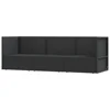 3Pcs Patio Lounge Set Poly Rattan Outdoor Garden Movable Decor with Removable Cushions Black Garden sofa, outdoor sofa 5