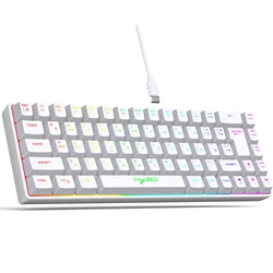 RGB Backlit Portable Gaming Keyboard - 68 Keys with Multi - Language Support (White Russian)