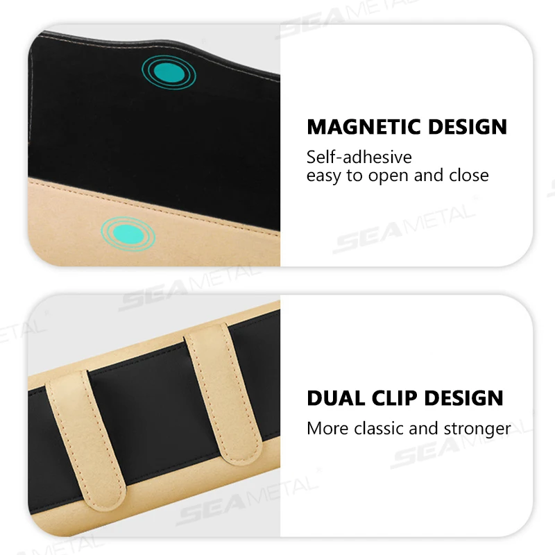 Suede Car Glasses Case Magnetic Sun Visor Holder