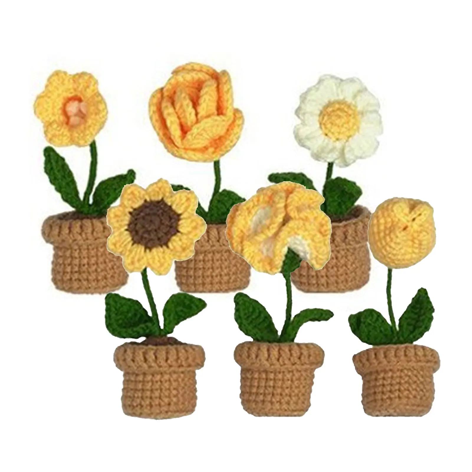 6Piece Coasters In A Plant Pot Crochet Start Kit Beginner Crochet Kit With  Crochet Hooks, Yarn - AliExpress