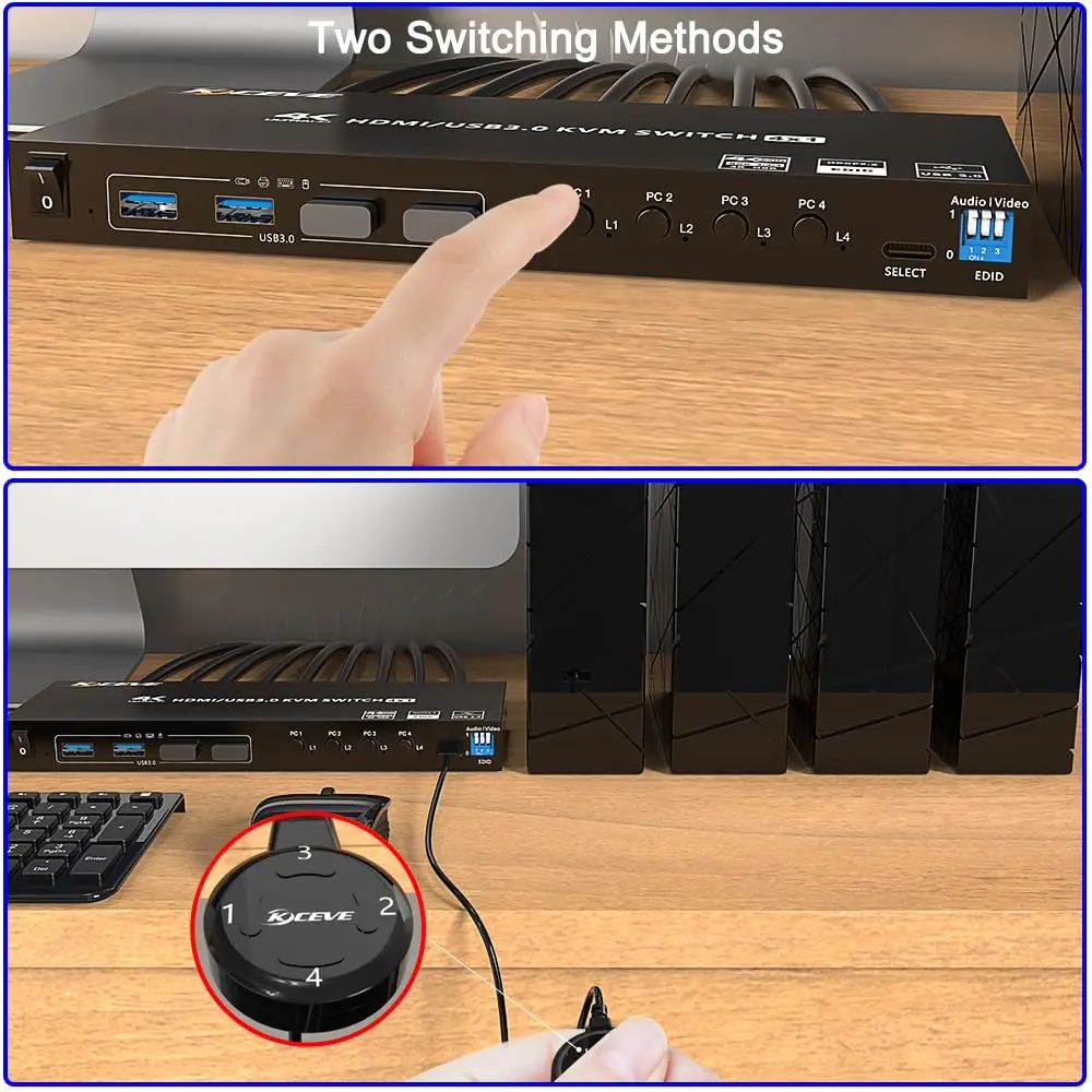 HDMI KVM ġ, EDID ķ ,  4  ǻ  콺 Ű  , USB3.0, 4K @ 60Hz ػ