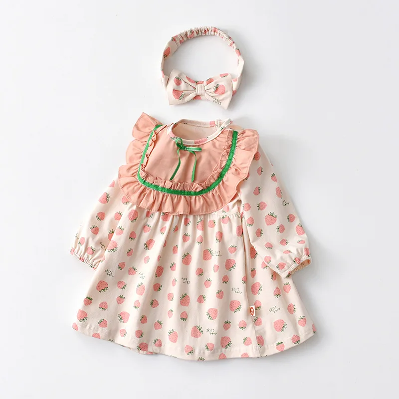 

Toddler Kids Clothes Print Baby Girls Dress Children A-line Dress Baby Girls Clothes with Hairband 0-4T