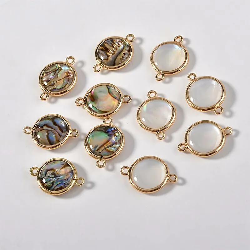 

4PCS 18*13mm 14K Gold Filled Sea Shell Pendant DIY Handmade Earrings Material With Double Rings Necklace Jewelry Accessories