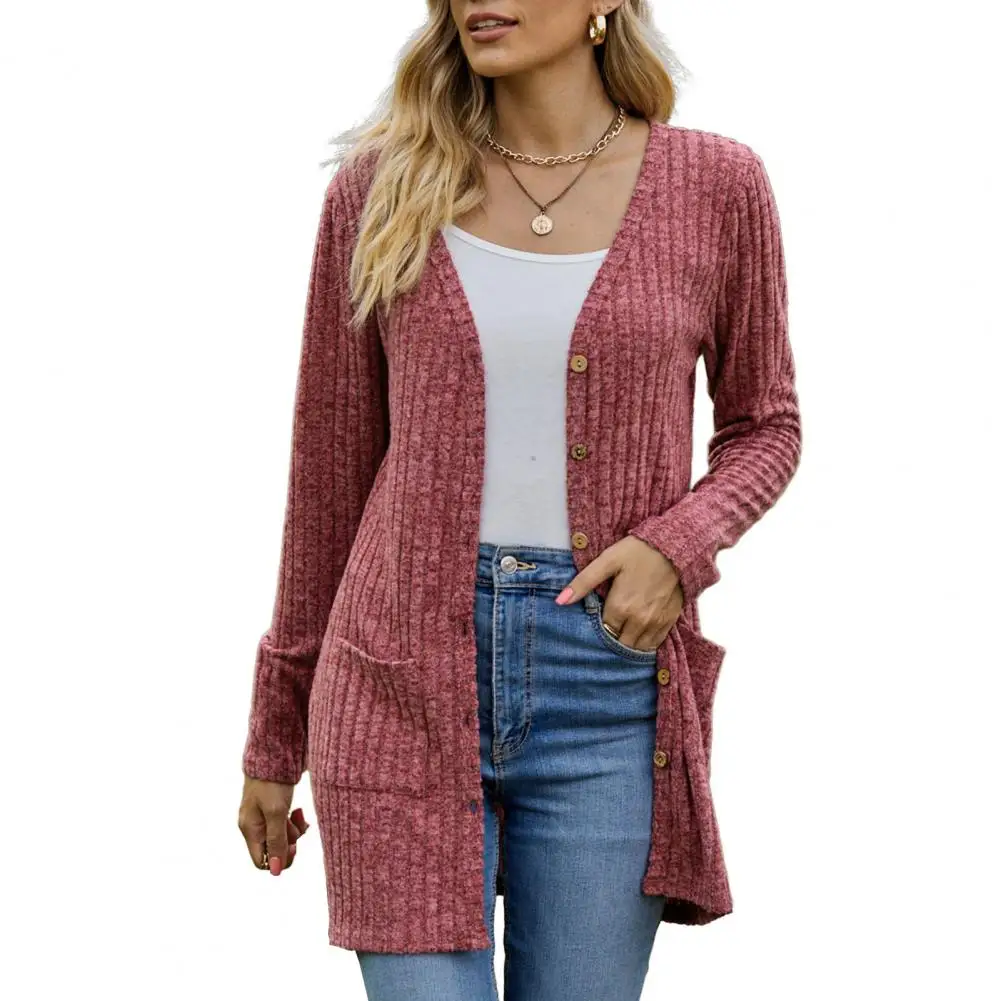 Winter-Fall-Women-Cardigan-Coat-Knitted-Single-breasted-Sweater-Elastic ...