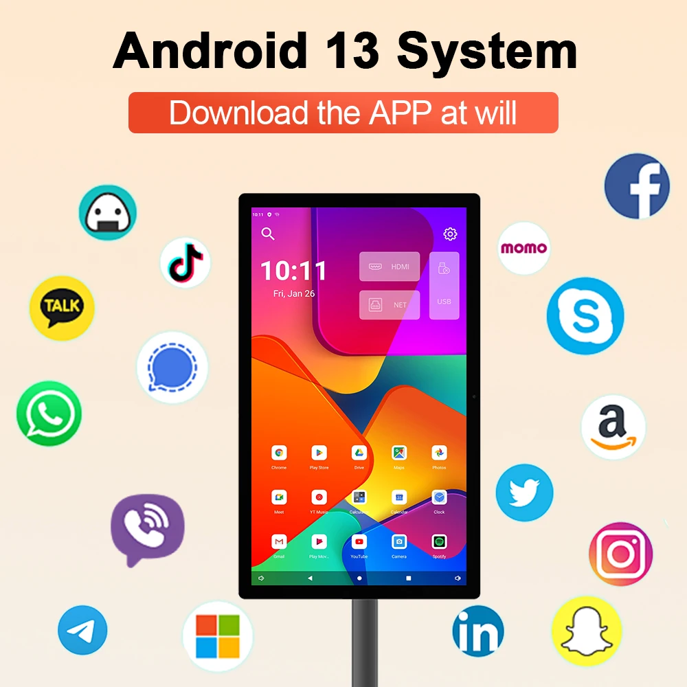 27-Inch Color Interactive Mobile Display 4+64G Smart TV Touch Screen Portable TV Portable For Office And Home USE - Image 6