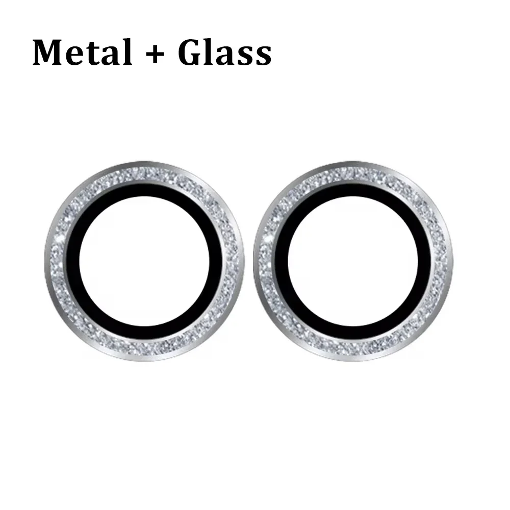 Bling Tiny Diamond Alloy Camera Glass Protector - Glitter Metal Lens Ring Cap Locator