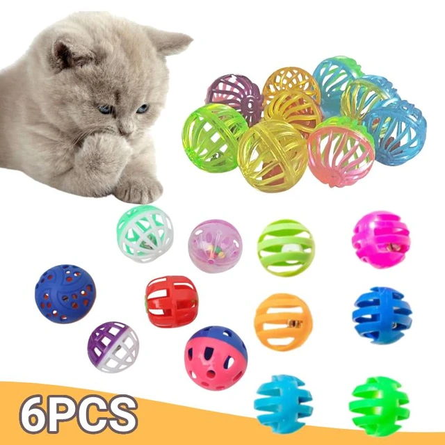 Plush Cats Balls with Bell, 6Pcs Cat Interactive Chewing Playing