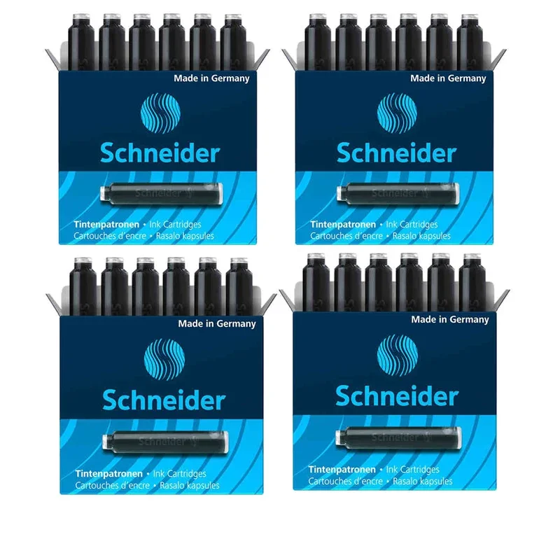 Schneider Vibrant Fountain Pen Ink Cartridges – 15 Color Set, International Standard Size