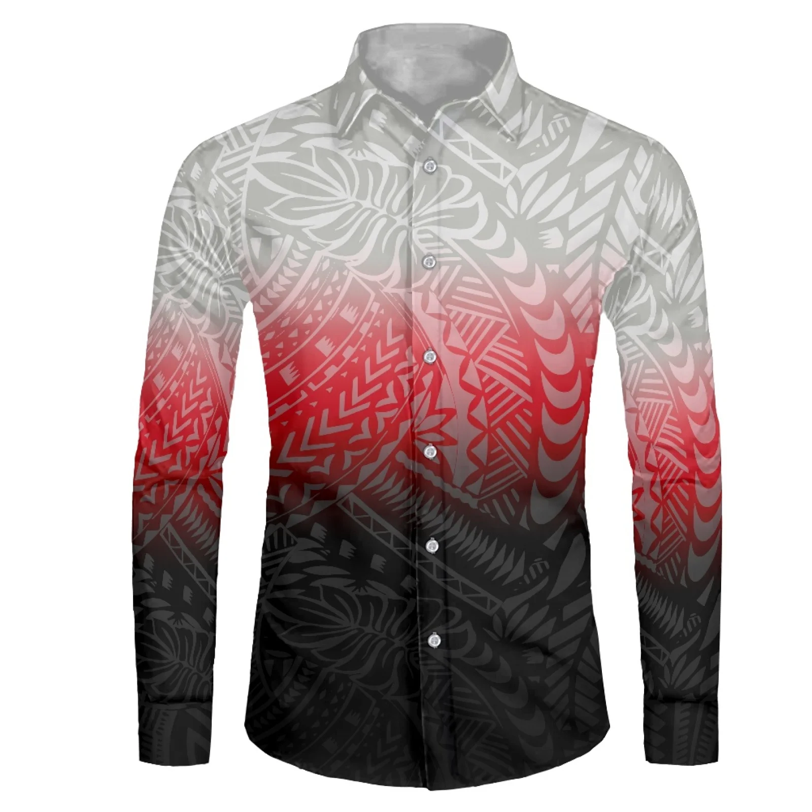 

Polynesian Tribal Tongan Totem Tattoo Tonga Prints Men Casual Shirt Long-Sleeved Fashion Printed-Button USA SIZE S M L XL 2XL