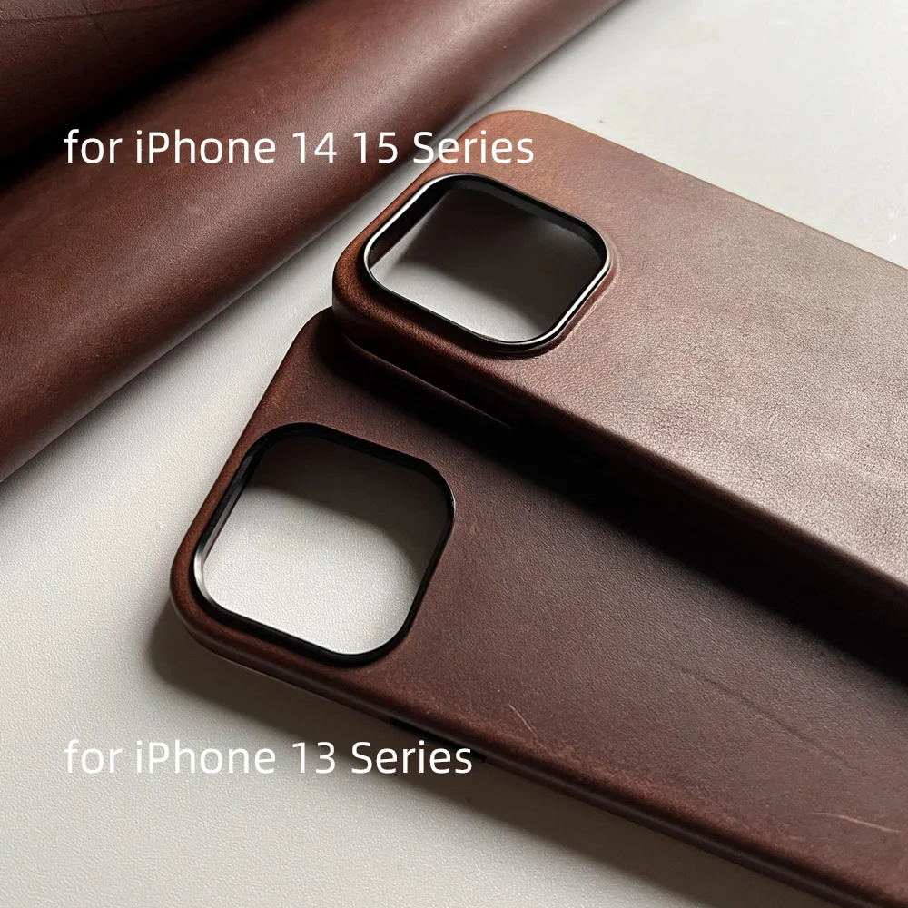 YMW USA SBF Genuine Leather Case for iPhone 13 14 15 Pro Max Oil