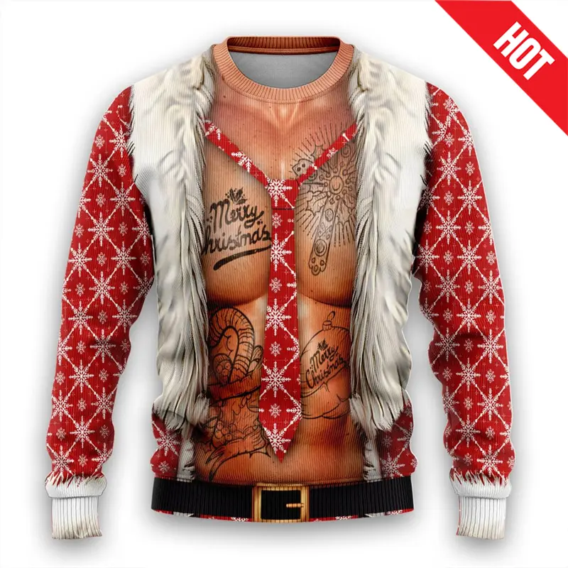 Men Women New Year Eve Xmas Sweatshirts Kid 3D Funny Suit Print Holiday Party Jumper Top Couples Pullover Ugly Christmas Sweater - Image 12