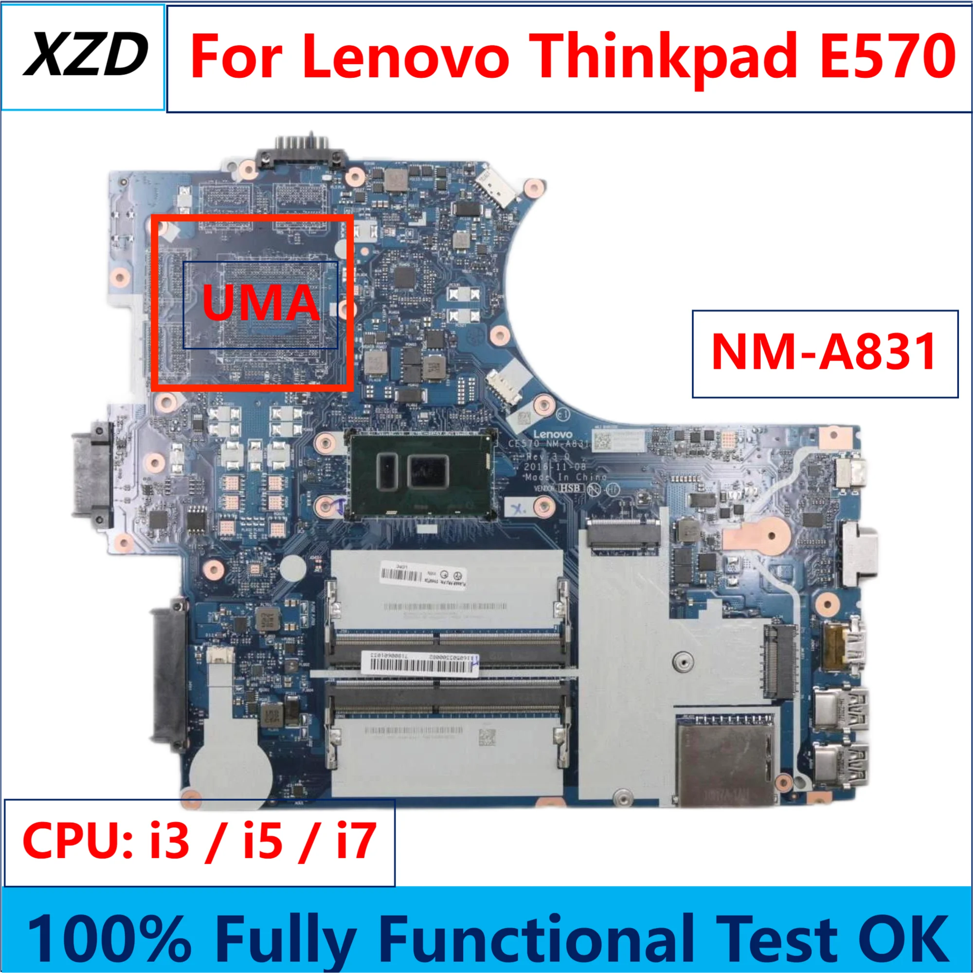 

CE570 NM-A831 Mainboard For Lenovo Thinkpad E570 E570C Laptop Motherboard with i3 i5 i7 CPU UMA 100% test OK