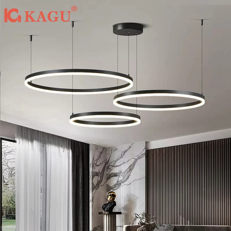 Minimalist Modern Led Chandelier Home Lighting Brushed Rings Ceiling Mounted Chandelier Lighting Hanging Lamp Gold&Black color led chandelier ceiling chandelier