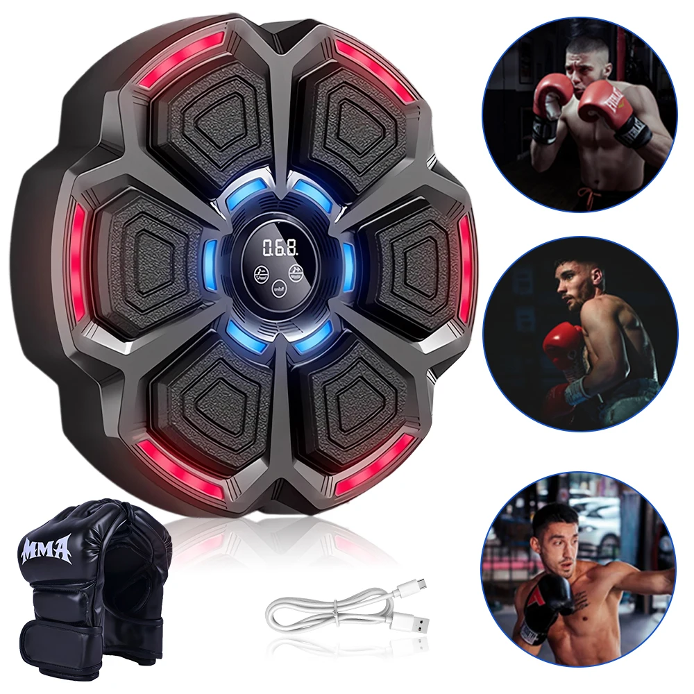 Music Boxing Machine Boxing Workout Machine Adjustable Speed Wall-Mounted Exercise Equipment Type C Rechargeable for Adults Kids 2