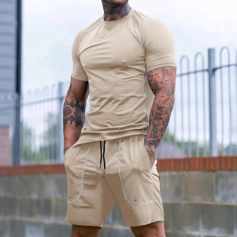 2024 Men's Suit Fashion Korean Sportswear Men's Short-sleeved T-shirt + Sports Shorts Suit Leisure Jogging Suitpant Sets