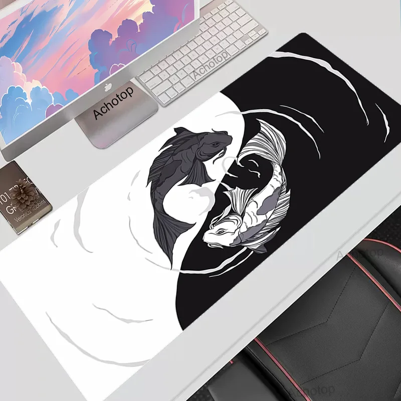 

Gaming Mouse Pad Large Mouse Mat Laptop Japanese Fish Taichi Desk Mats XL 80x30cm Computer Pads Keyboard Deskpad Mousepad for PC
