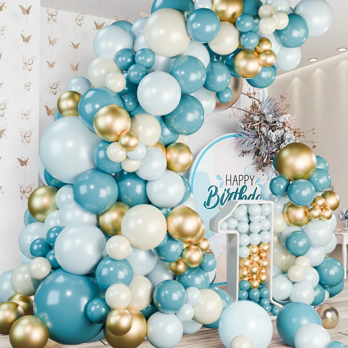 

Navy Blue Balloon Garland Arch Kit Metallic Blue and Macaron Blue Balloons for Birthday Party Decorations Wedding Baby Shower