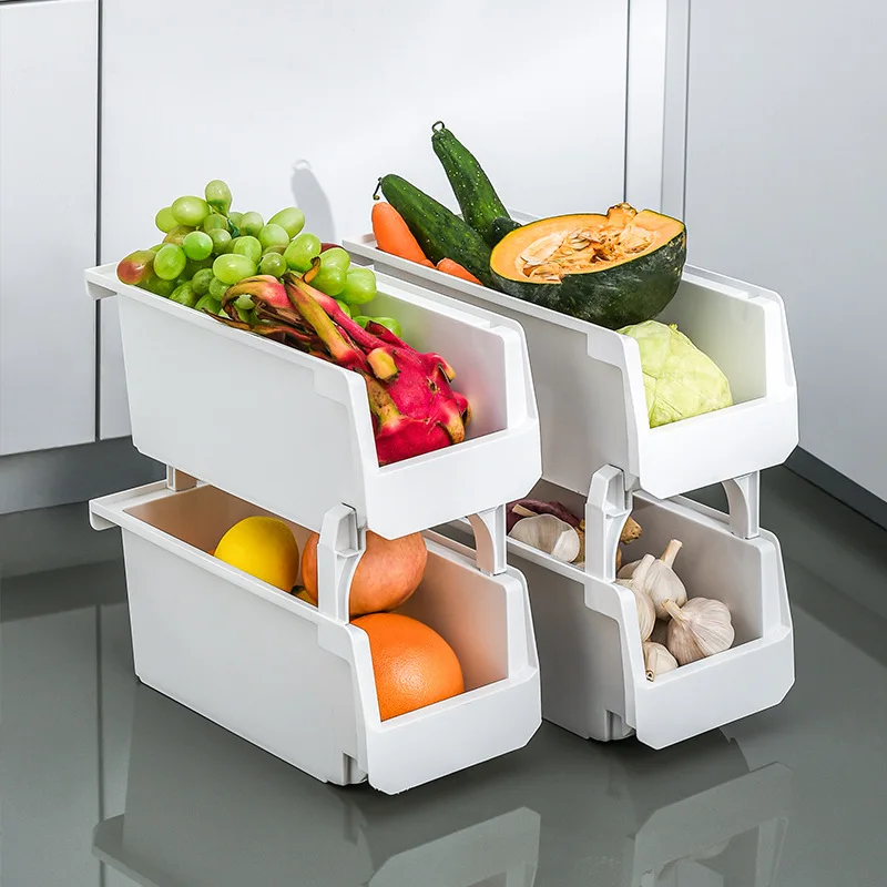 Bathroom Shelves Stackable Storage Basket Plastic Toy Storage Baskets  Kitchen Snack Vegetable Basket