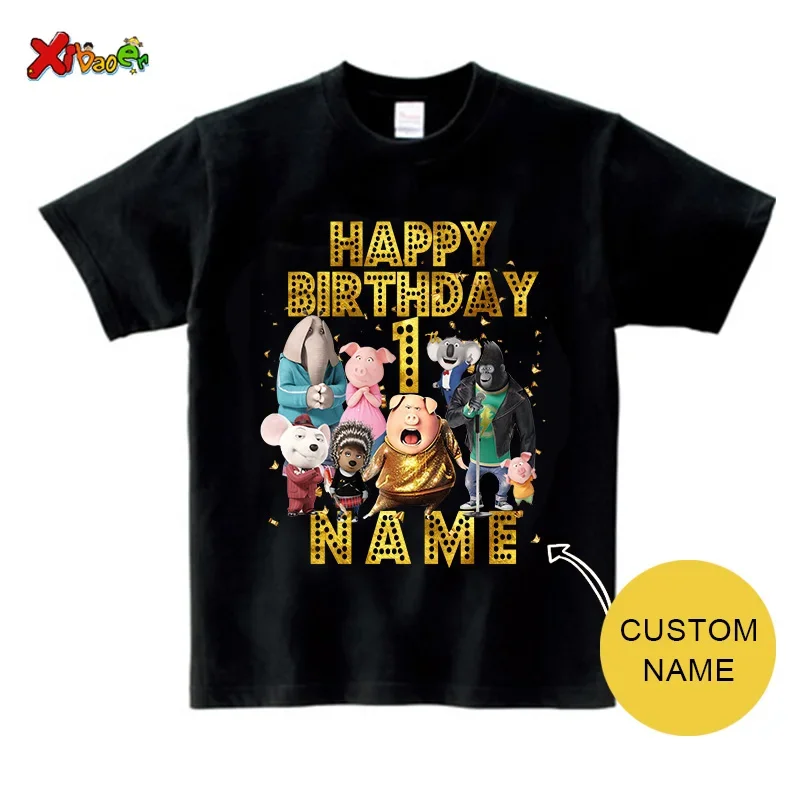 Family Matching Outfits Boys Birthday Party Shirt  Personalized Name 1st 10th Family Birthday Party Outfits Golden Shiny Outfits 3