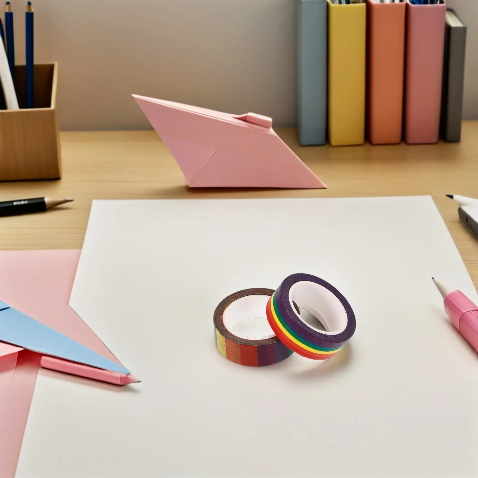 6 롤 레인보우 컬러 와시 테이프 일본 종이 카와이 스타일 장식 마스킹 테이프 DIY 스크랩북 테이프 노트북 아트 공예