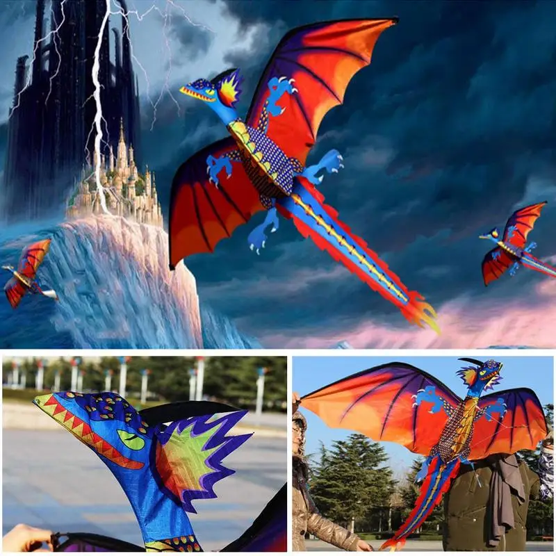 1pc 3D Dinosaur Kite Outdoor Fun Sport Toy Kite Novelty Animal Dragon Kites Children Toy High Quality Big Kite Flying 4