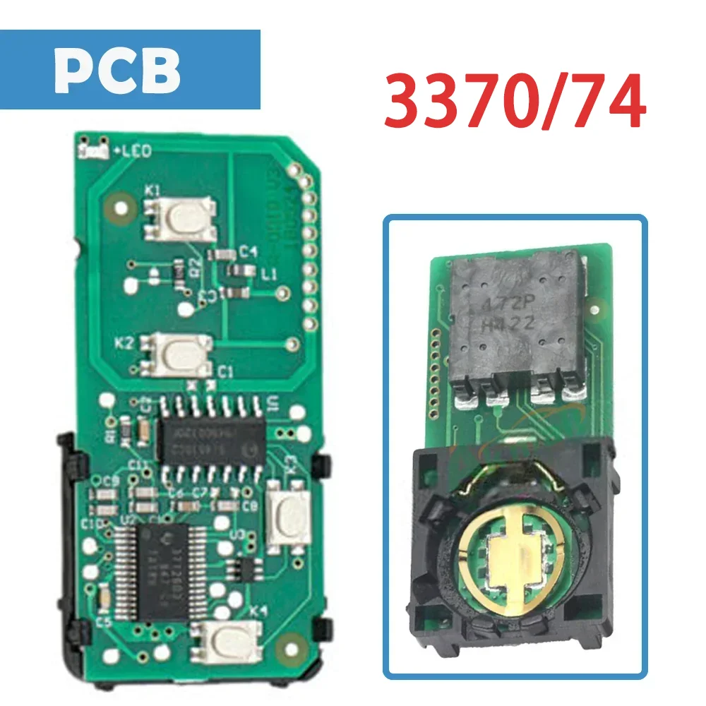 Scheda #: 271451-3370 Auto Remote Circuit Board Ask 433.92Mhz 4 Pulsanti Id74 Chip Smart Car Pcb Panels Per Toyota (Zona Europa)