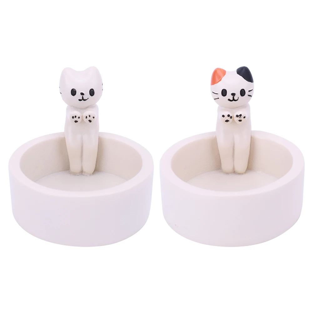 Kitten Aromatherapy Candlestick Resin Tabletop Cartoon Cat Decor Creative Decorative Cat Candle Holder Gift for Cat Lover
