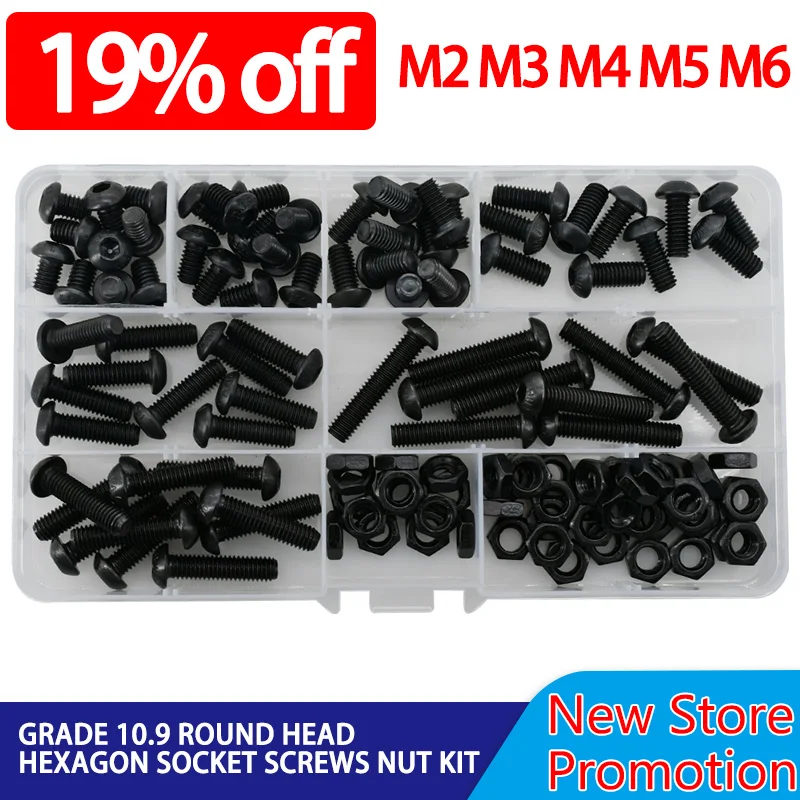 

Round Head Hexagon Socke Screws Grade 10.9 Motor Fairing Bolts ISO7380 Black Alloy Steel Hex Allen Bolt Nut Kit M2 M3 M4 M5 M6