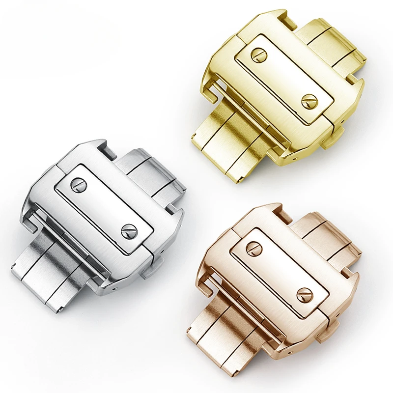 Impermeabile Uomo Donna 21 18Mm Accessori Di Qualità Per Cinturino Orologio Cartier Sandoz Fibbia A Farfalla In Acciaio Inossidabile Massiccio
