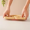 Baby Wooden Tableware Set Could Bamboo Wooden Plate Bowl Silicone Suction Wooden Handle Fork Spoon for Children Feeding Supplies 3