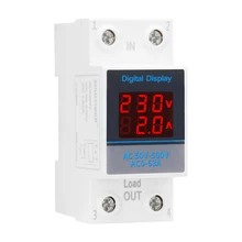 35mm Din Rail Single Phase Ammeter Voltmeter Measuring AC 50-500V Modular Gauge Current Indicator Voltage Meter Volt Amp Monitor