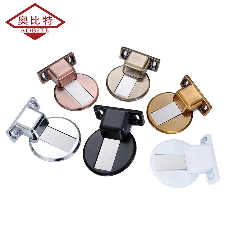 AOBT Black Magnetic Security Protection Door Stopper FREE Punching Sticker Hidden Lock For Door Draft Holders Floor Stops