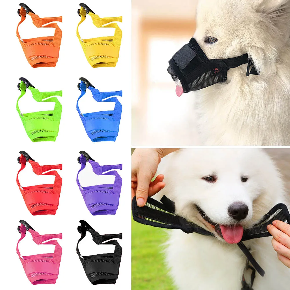 Pet Dog Adjustable Mask Mesh Breathable Muzzles Small Large Dog Mouth Anti Bark Bite Chew 1PC