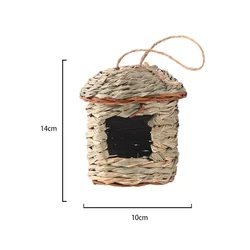 Handwoven Straw Parrot Garden Hanging Birdhouse for Outdoor Yard Decoration (14 10)