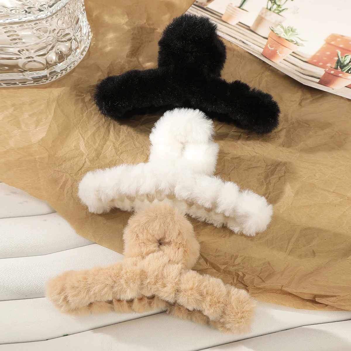 3PCS/set Plush Crab Clip Large Winter Hair Clip For Girls Shark Clip On The Back Of The Head Hair Clips Headwear Hair Accessory