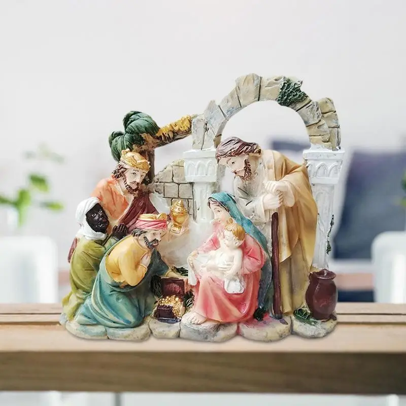 

Christmas Scene Set Christ Jesus Sculpture Jesus Figurine Catholic Christian Religious Ornaments Gift Chapel Nativity Home Decor