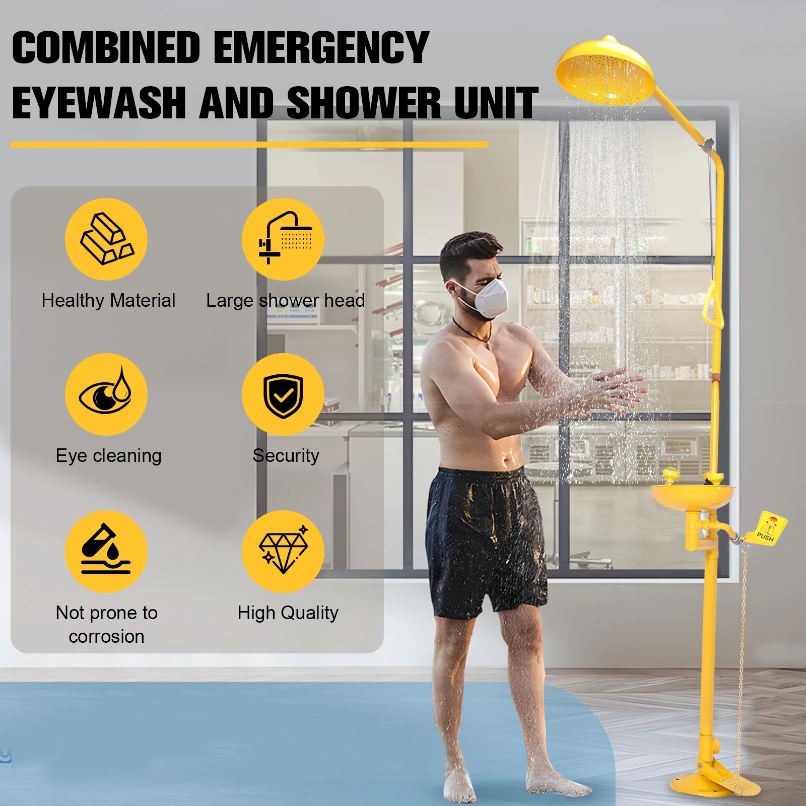 Stainless Steel Emergency Shower Eye Wash Station