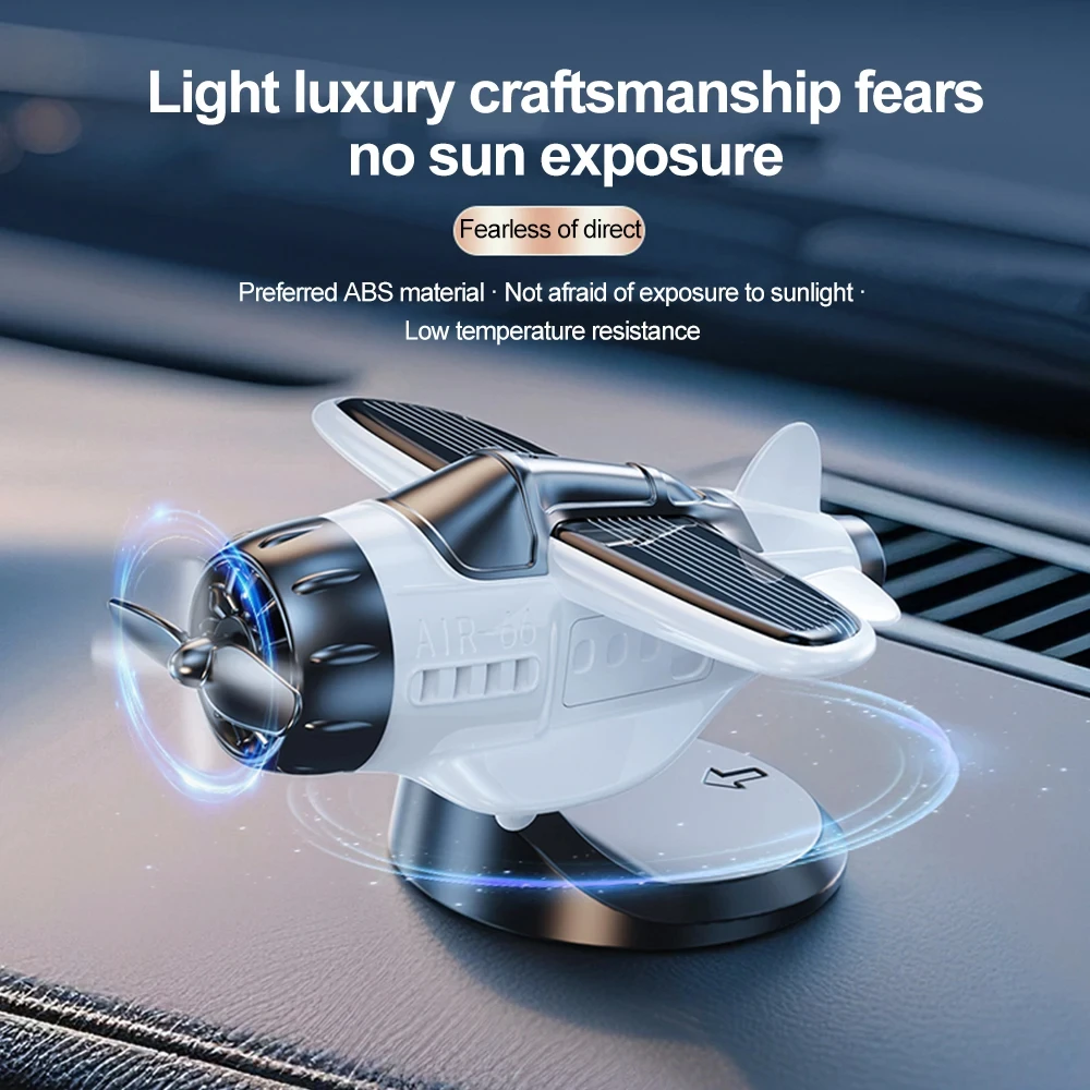 360 Rotary Car Solar Airplane Ornaments Creative Solar-Powered Aircraft Model for Car Center Console Multiple Colors Car Decor