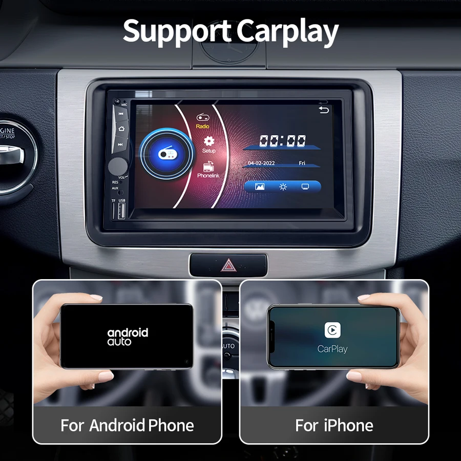 GRANDnavi Carplay Car Radio 2din Touch Screen Car Stereo Mp5 Player With Bluetooth Mirrorlink USB 2 Din Autoradio For Universal