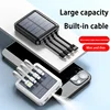 50000mah Solar Power Bank Built 4 Cables Portable Fast Charging Large Capacity Charger Powerbank For Iphone Samsung Huawei 1