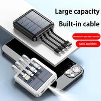 50000mah Solar Power Bank Built 4 Cables Portable Fast Charging Large Capacity Charger Powerbank For Iphone Samsung Huawei 1
