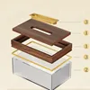 Black Walnut Tissue Box Brass Frame Decorative Dining Room Napkin Organizer European Living Room Desktop Tissue Tissue Boxes 5