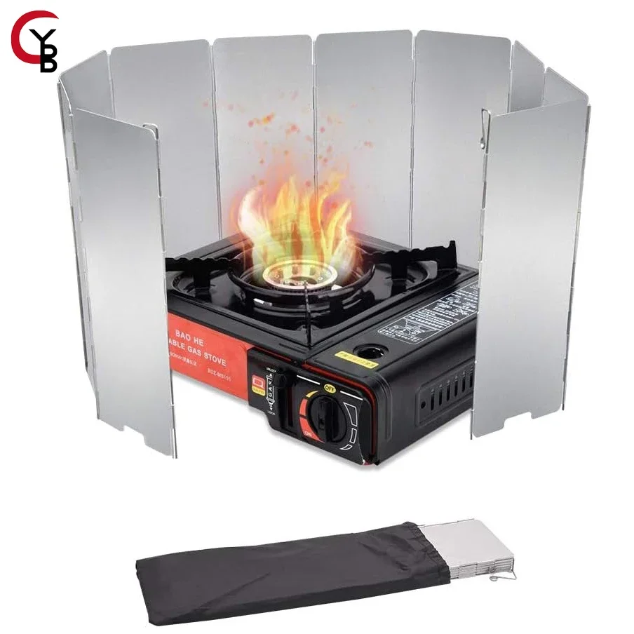Compact Aluminum Camping Stove Windscreen - Tall Folding Outdoor Wind Shield